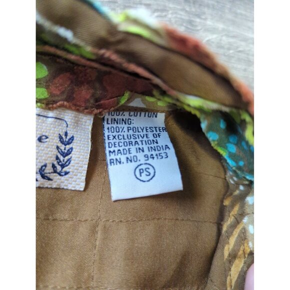 LifeStyle Petite Floral Boho Top Small Brown Blue Red - Picture 3 of 11